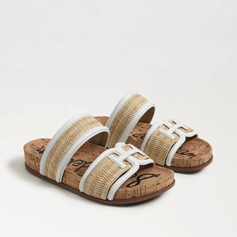Sam Edelman Rowan Natural Raffia White Sandals, 7.5